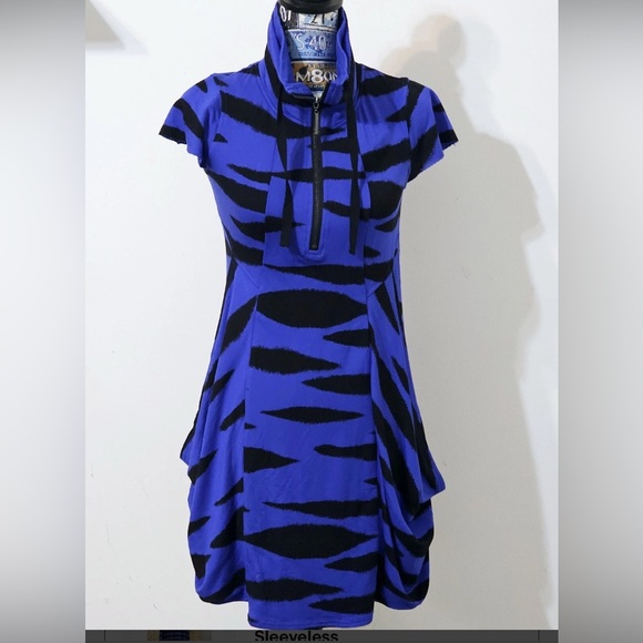 Kensie Blue Black Knit Women’s Dress Zip Drapery Pockets Comfy Size XS - Picture 3 of 11